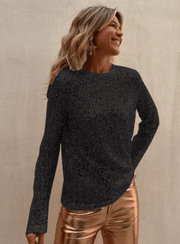 Elegant Black Sequin Blouse, Long Sleeves, Fluid and Comfortable Fabric for Chic Evenings - Sizes S to XXL