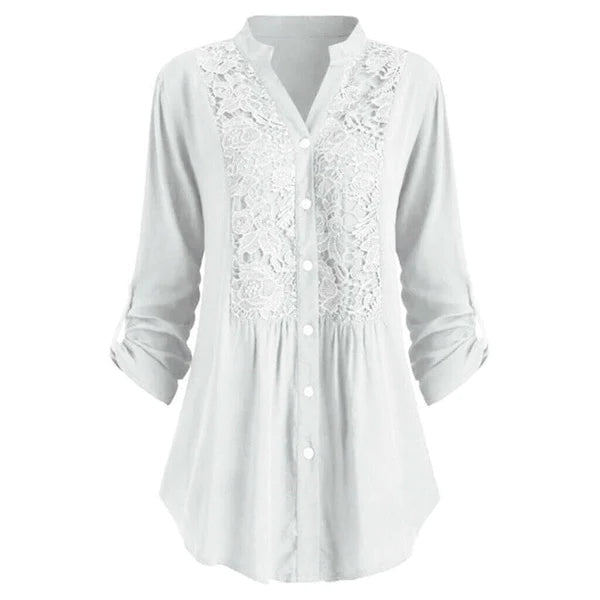 Blouse Longue Élégante avec Manches Bouffantes – Confort et Style pour le Bureau