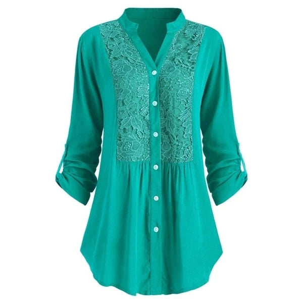 Blouse Longue Élégante avec Manches Bouffantes – Confort et Style pour le Bureau