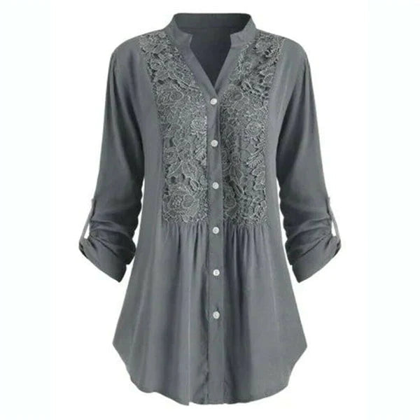 Blouse Longue Élégante avec Manches Bouffantes – Confort et Style pour le Bureau