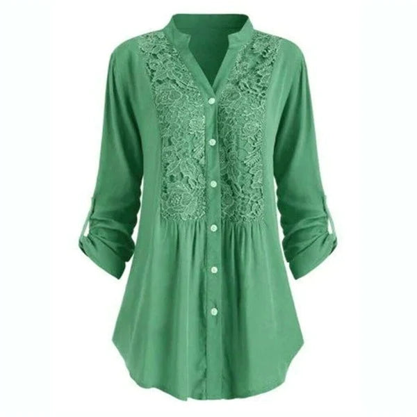 Blouse Longue Élégante avec Manches Bouffantes – Confort et Style pour le Bureau