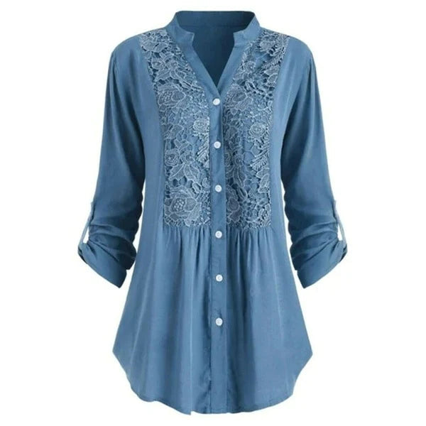Blouse Longue Élégante avec Manches Bouffantes – Confort et Style pour le Bureau