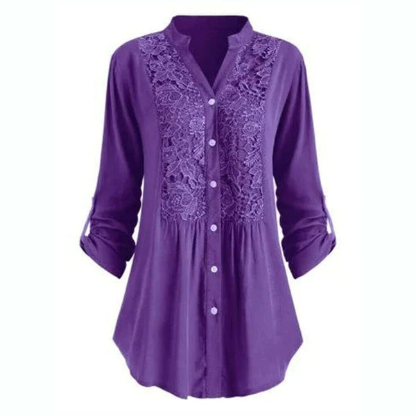 Blouse Longue Élégante avec Manches Bouffantes – Confort et Style pour le Bureau