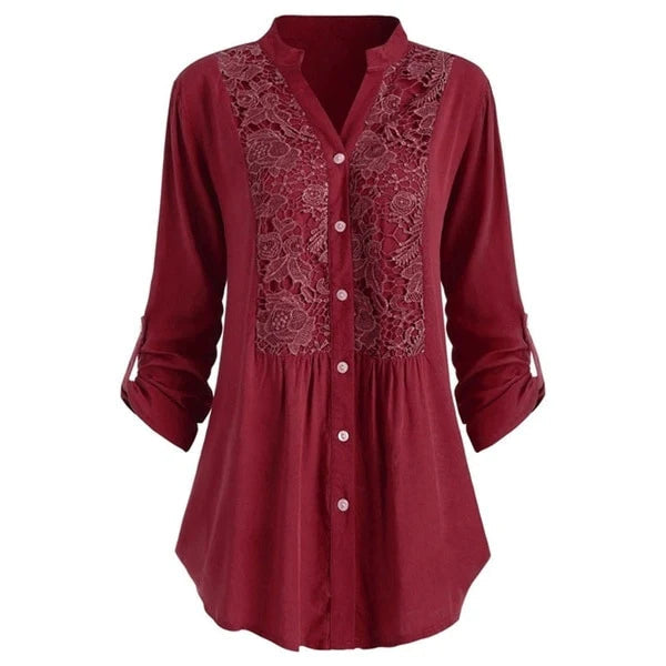 Blouse Longue Élégante avec Manches Bouffantes – Confort et Style pour le Bureau