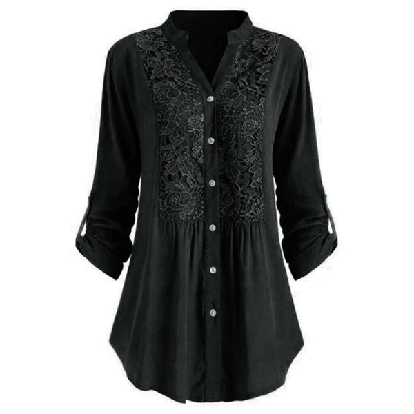 Blouse Longue Élégante avec Manches Bouffantes – Confort et Style pour le Bureau