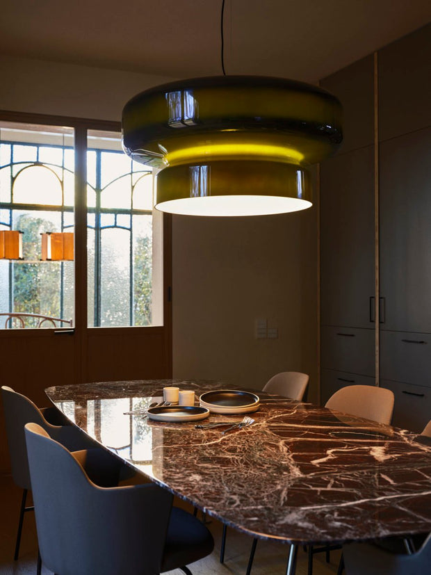 Superbe Suspension en Verre Soufflé Bohemia – Embrassez l'Élégance Organique avec Éclairage LED Intégré