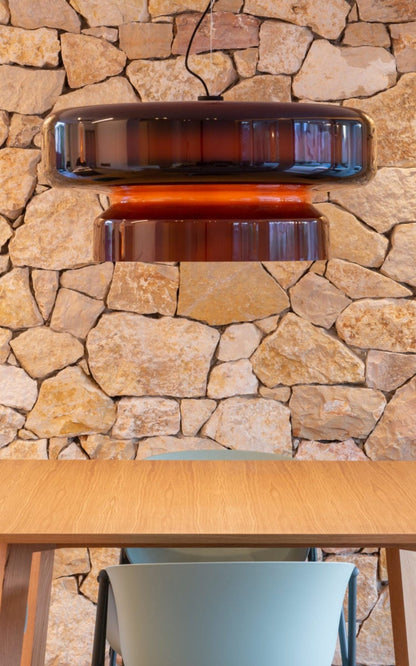 Superbe Suspension en Verre Soufflé Bohemia – Embrassez l'Élégance Organique avec Éclairage LED Intégré