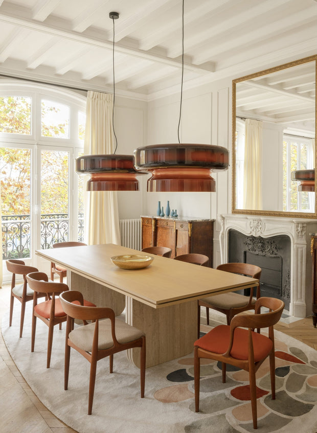 Superbe Suspension en Verre Soufflé Bohemia – Embrassez l'Élégance Organique avec Éclairage LED Intégré