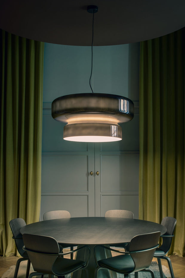 Superbe Suspension en Verre Soufflé Bohemia – Embrassez l'Élégance Organique avec Éclairage LED Intégré