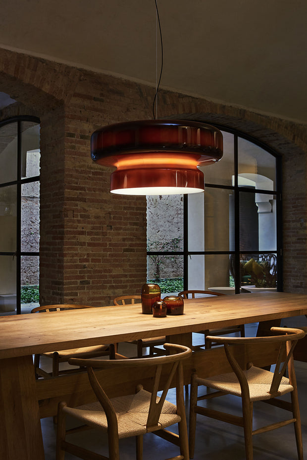 Superbe Suspension en Verre Soufflé Bohemia – Embrassez l'Élégance Organique avec Éclairage LED Intégré