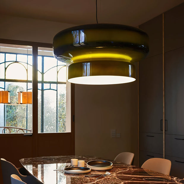 Superbe Suspension en Verre Soufflé Bohemia – Embrassez l'Élégance Organique avec Éclairage LED Intégré