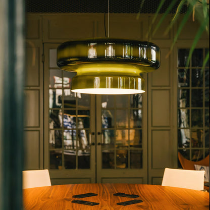 Superbe Suspension en Verre Soufflé Bohemia – Embrassez l'Élégance Organique avec Éclairage LED Intégré