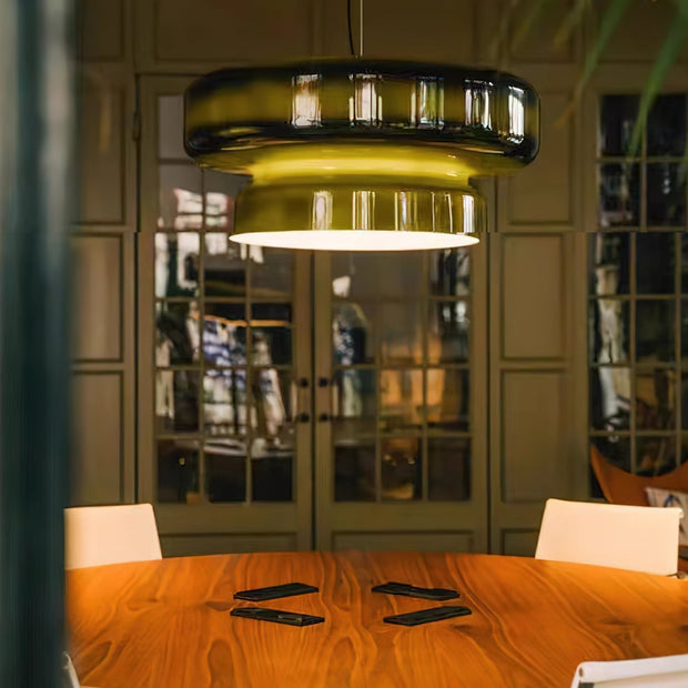 Superbe Suspension en Verre Soufflé Bohemia – Embrassez l'Élégance Organique avec Éclairage LED Intégré
