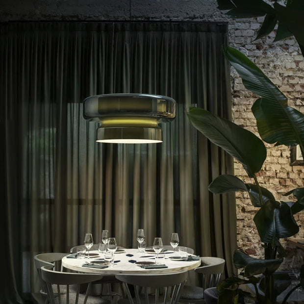 Superbe Suspension en Verre Soufflé Bohemia – Embrassez l'Élégance Organique avec Éclairage LED Intégré