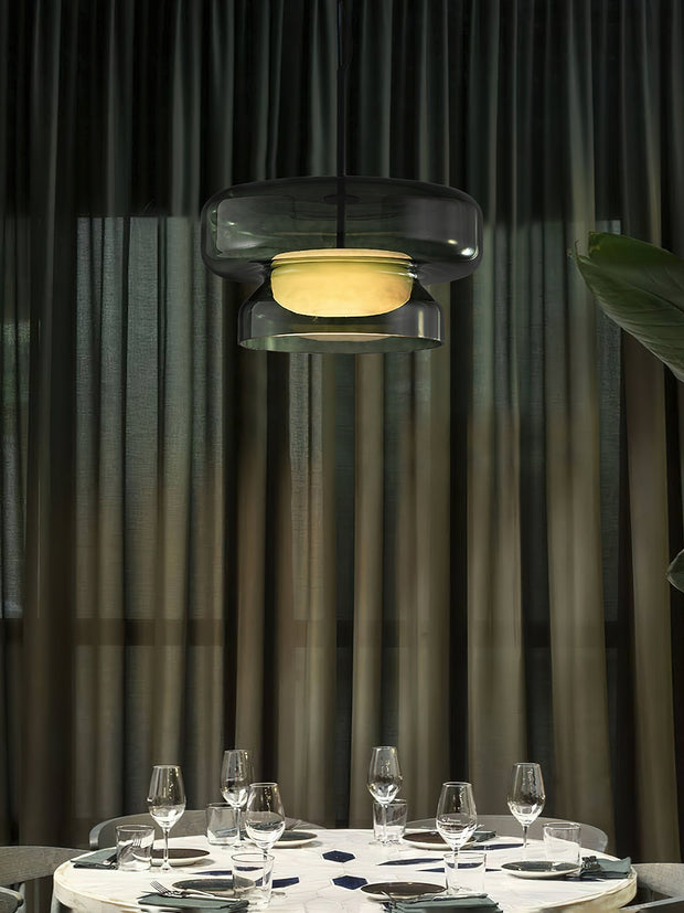 Superbe Suspension en Verre Soufflé Bohemia – Embrassez l'Élégance Organique avec Éclairage LED Intégré