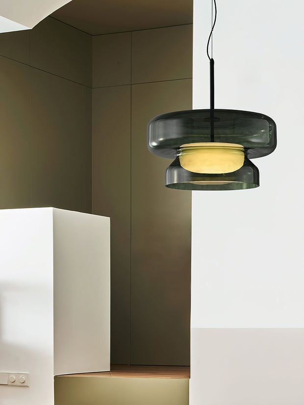 Superbe Suspension en Verre Soufflé Bohemia – Embrassez l'Élégance Organique avec Éclairage LED Intégré