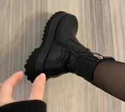 Women's Chunky Ankle Boots in Black Synthetic Leather - Optimal Comfort and Modern Style
