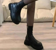 Women's Chunky Ankle Boots in Black Synthetic Leather - Optimal Comfort and Modern Style