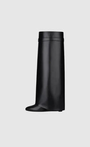 Black Women's Suede Ankle Boots with 9 cm Wedge Heel – Elegance and Comfort for Everyday Wear