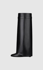Black Women's Suede Ankle Boots with 9 cm Wedge Heel – Elegance and Comfort for Everyday Wear