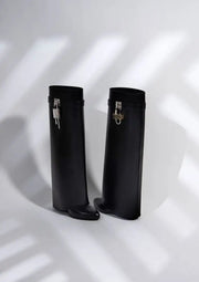 Black Women's Suede Ankle Boots with 9 cm Wedge Heel – Elegance and Comfort for Everyday Wear