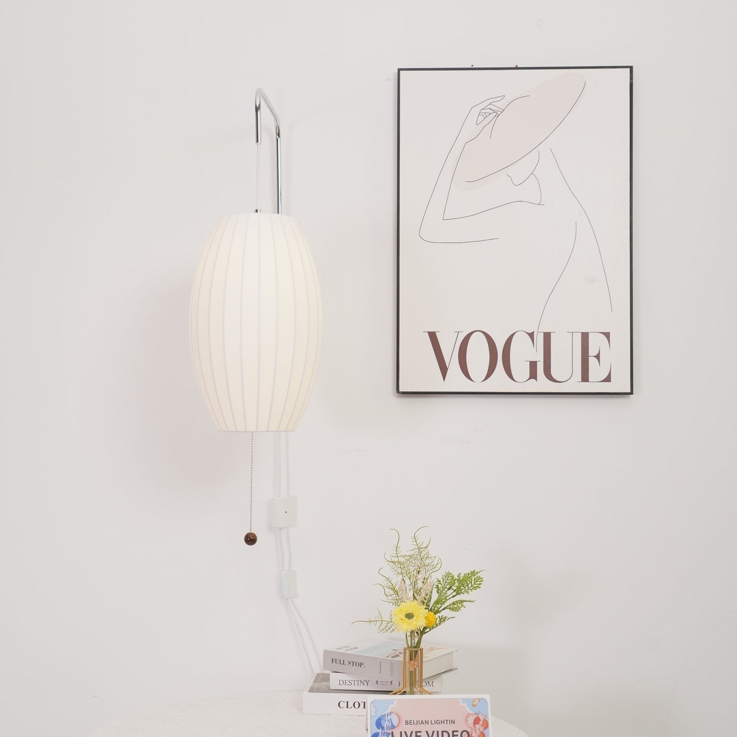 Vägglampa Nelson – Elegant modern design från 1950-talet med valnötsträ och metall