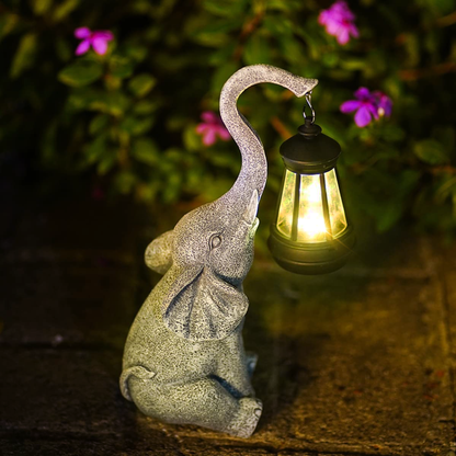 Lampe de jardin éléphant solaire enchantée – Créez une ambiance sereine avec une lueur dorée rayonnante
