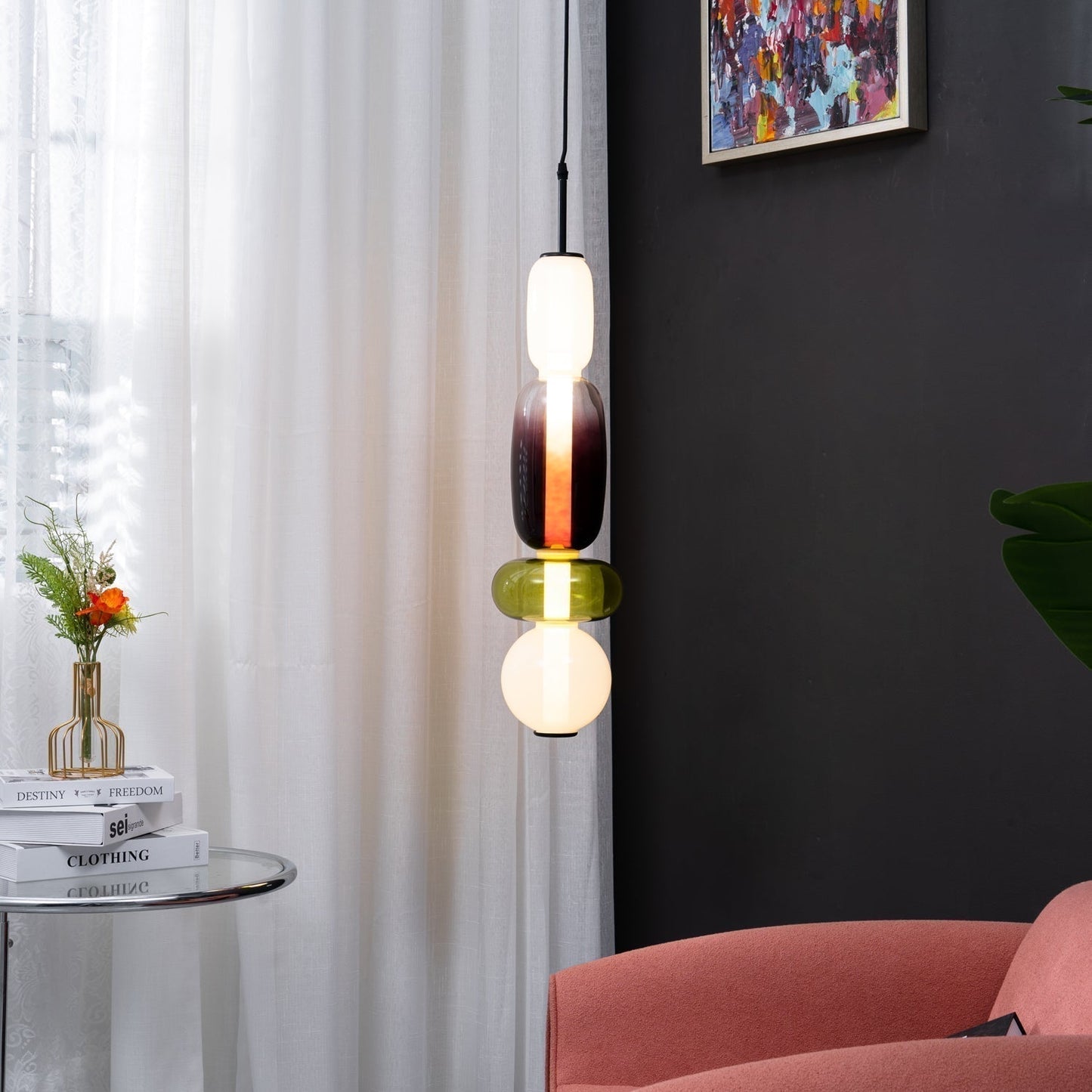 Vibrant Candy Glass LED Chandelier - A Modern and Elegant Touch