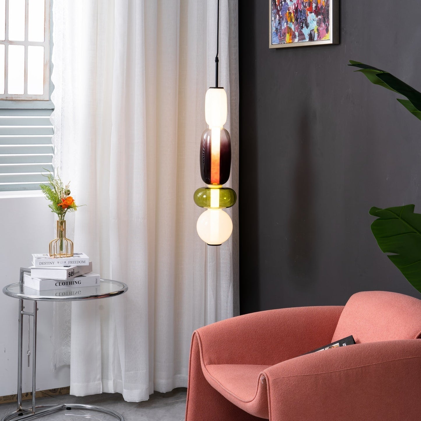 Vibrant Candy Glass LED Chandelier - A Modern and Elegant Touch