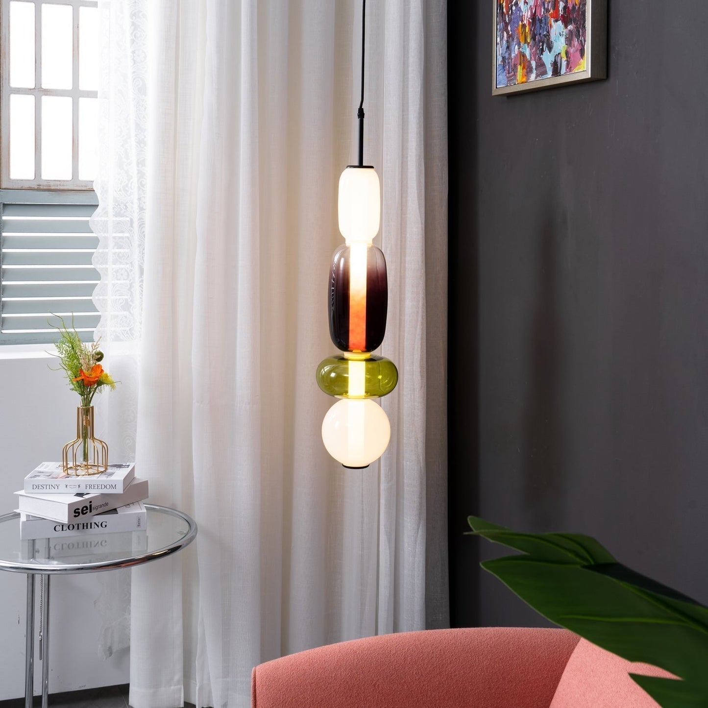 Vibrant Candy Glass LED Chandelier - A Modern and Elegant Touch