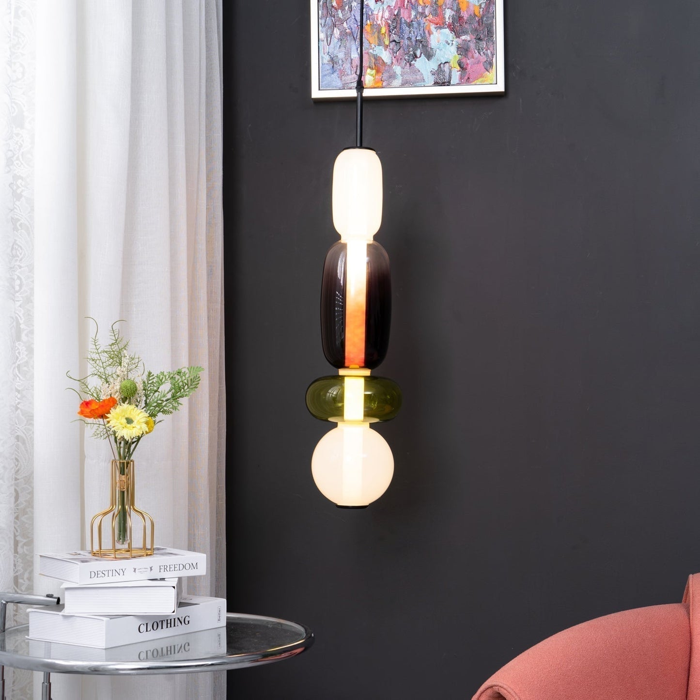 Vibrant Candy Glass LED Chandelier - A Modern and Elegant Touch