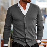 Elegant Men's Cardigan in Soft Fabric with V-Neck and Buttons – Ideal for Casual and Formal Outfits
