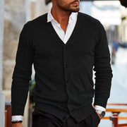 Elegant Men's Cardigan in Soft Fabric with V-Neck and Buttons – Ideal for Casual and Formal Outfits