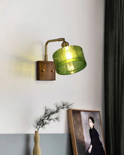 Camela Wall Sconce – Exquisite Rustic Illumination with Handmade Glass and Charming Wooden Base