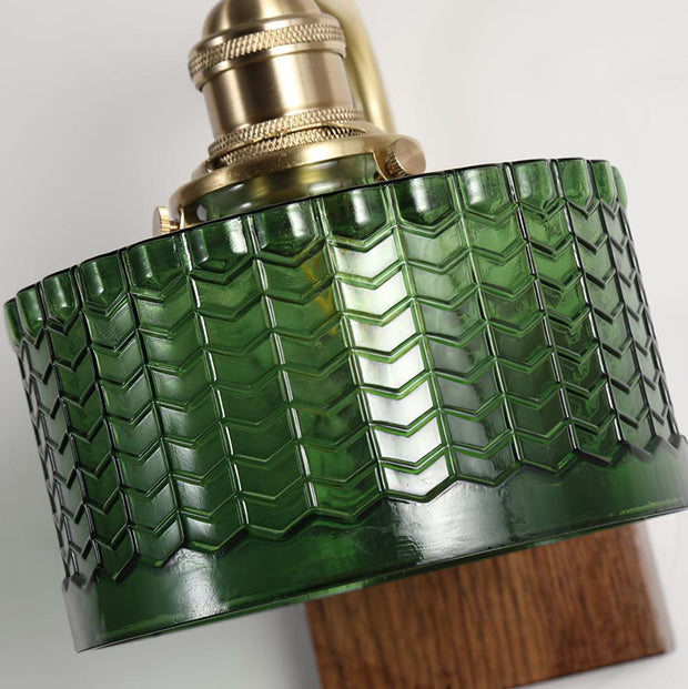 Camela Wall Sconce – Exquisite Rustic Illumination with Handmade Glass and Charming Wooden Base