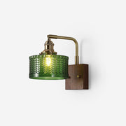 Camela Wall Sconce – Exquisite Rustic Illumination with Handmade Glass and Charming Wooden Base