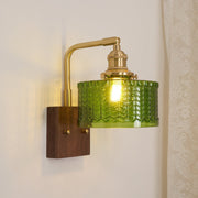 Camela Wall Sconce – Exquisite Rustic Illumination with Handmade Glass and Charming Wooden Base