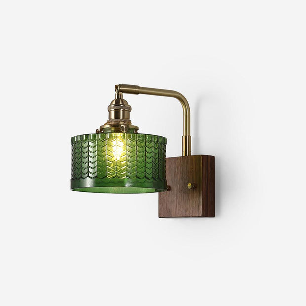 Camela Wall Sconce – Exquisite Rustic Illumination with Handmade Glass and Charming Wooden Base