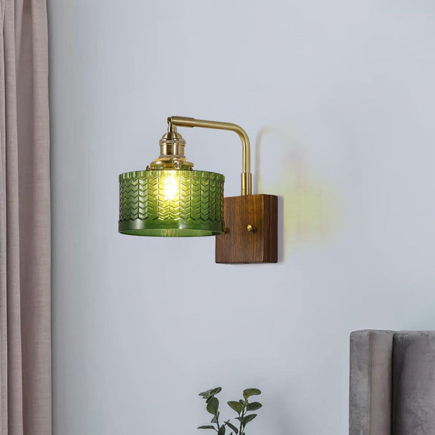 Camela Wall Sconce – Exquisite Rustic Illumination with Handmade Glass and Charming Wooden Base
