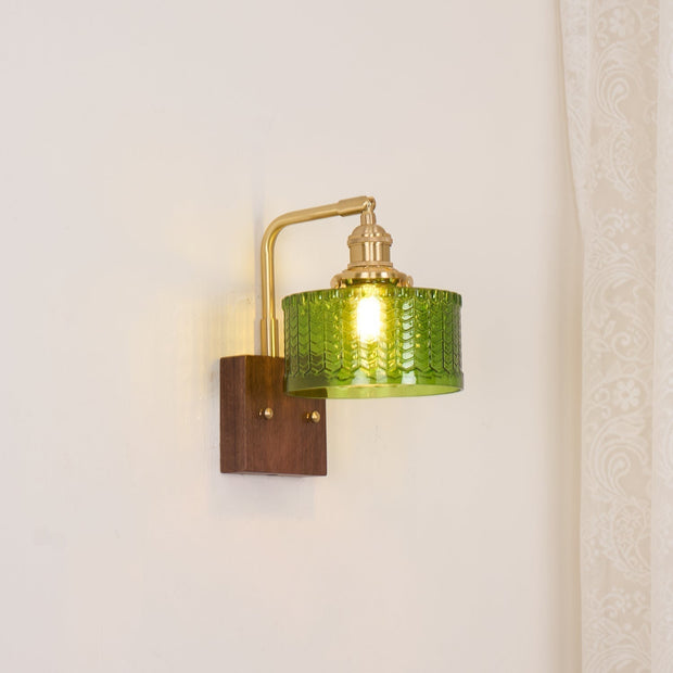 Camela Wall Sconce – Exquisite Rustic Illumination with Handmade Glass and Charming Wooden Base
