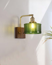 Camela Wall Sconce – Exquisite Rustic Illumination with Handmade Glass and Charming Wooden Base
