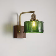 Camela Wall Sconce – Exquisite Rustic Illumination with Handmade Glass and Charming Wooden Base