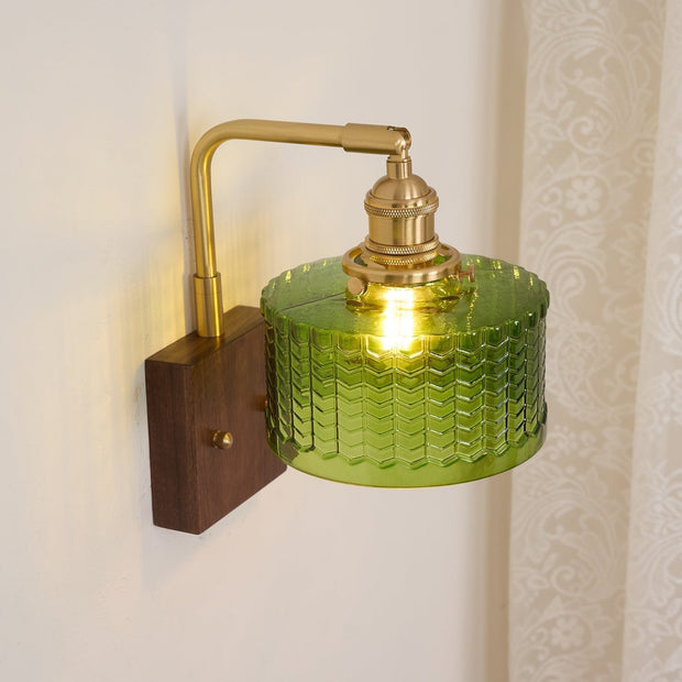 Camela Wall Sconce – Exquisite Rustic Illumination with Handmade Glass and Charming Wooden Base