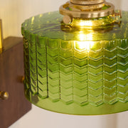 Camela Wall Sconce – Exquisite Rustic Illumination with Handmade Glass and Charming Wooden Base