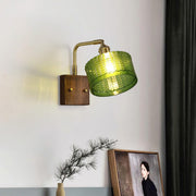 Camela Wall Sconce – Exquisite Rustic Illumination with Handmade Glass and Charming Wooden Base