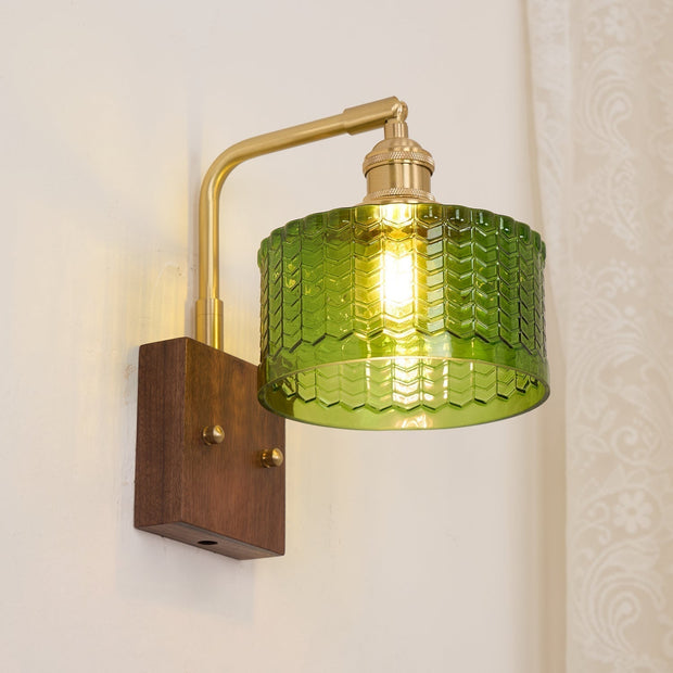 Camela Wall Sconce – Exquisite Rustic Illumination with Handmade Glass and Charming Wooden Base