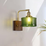 Camela Wall Sconce – Exquisite Rustic Illumination with Handmade Glass and Charming Wooden Base