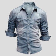 Men's Denim Shirt in 100% Cotton Denim - Classic Elegance and Lasting Comfort, Sizes S to XXL