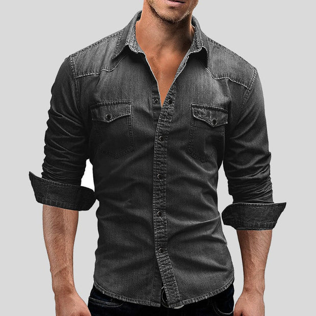 Men's Denim Shirt in 100% Cotton Denim - Classic Elegance and Lasting Comfort, Sizes S to XXL