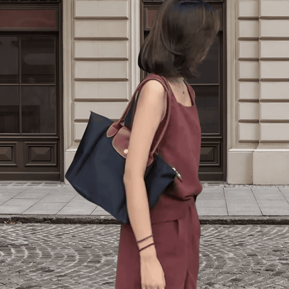 Sac à bandoulière Oxford élégant – Avec des détails en simili cuir raffinés